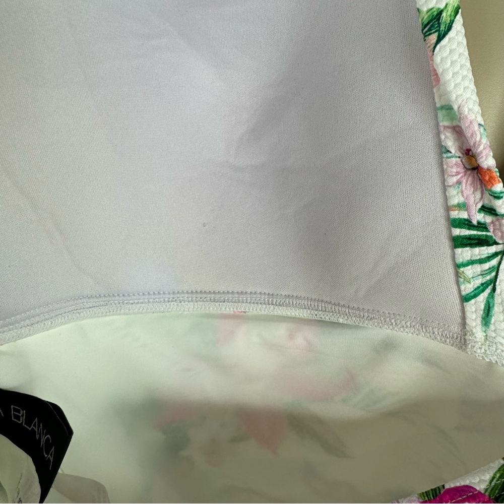 La Blanca Mystic Palms Collection Halter Tie Tankini Shirring All Over size 16. - Picture 8 of 11